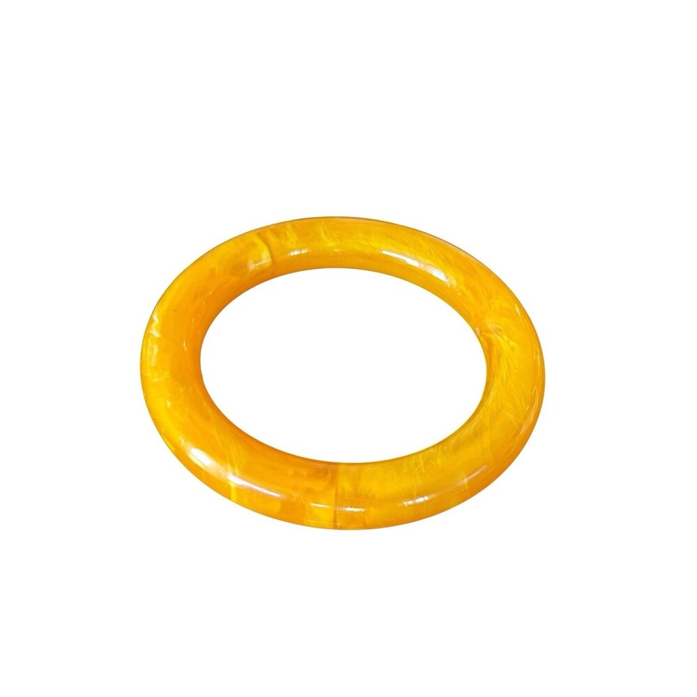 Vintage Butterscotch Bakelite Bangle Bracelet Marbled Amber Yellow Chunky